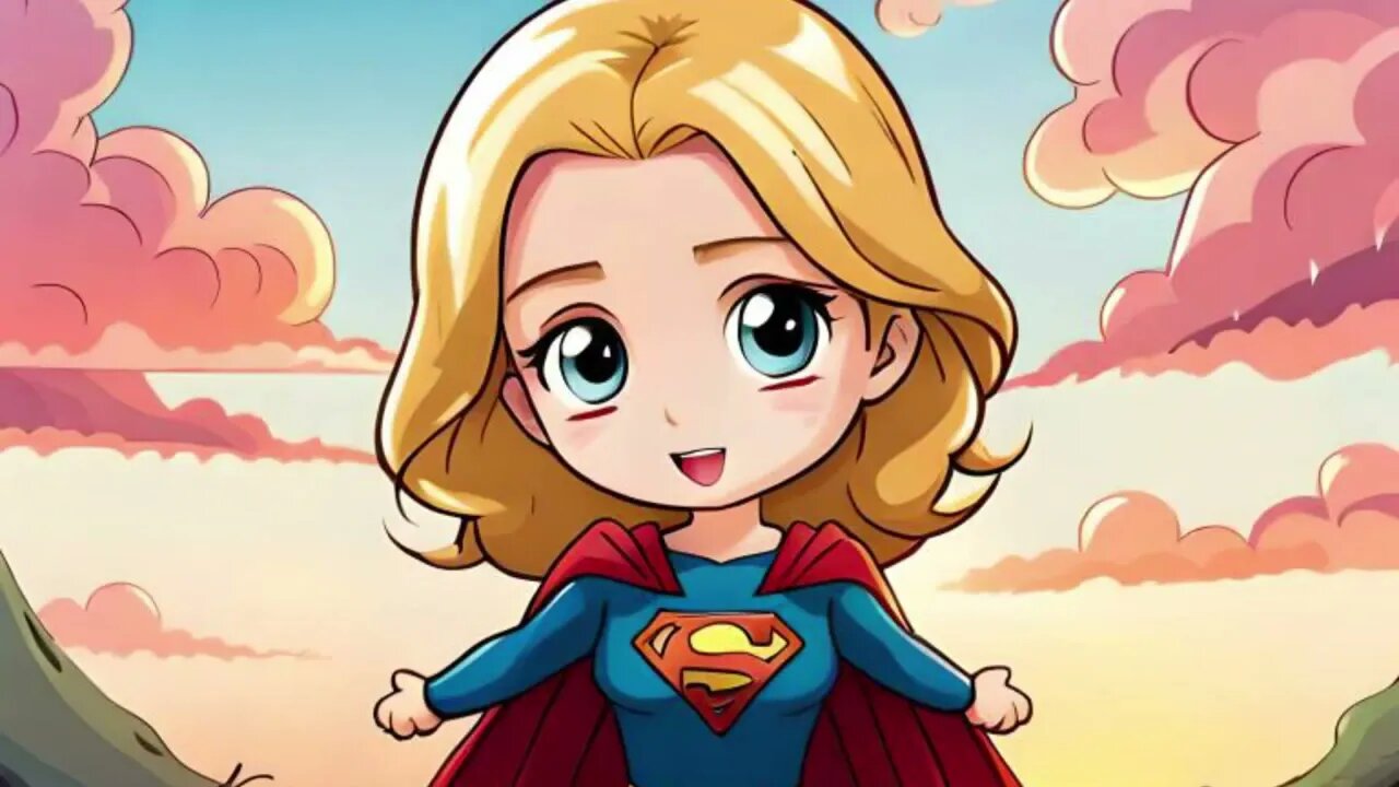 Busty Anime Supergirl Graphic · Creative Fabrica