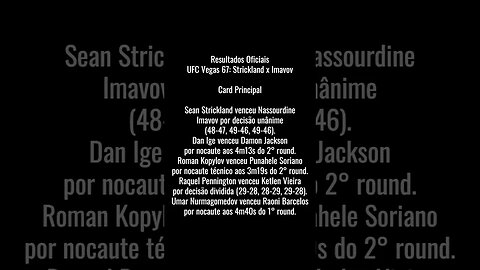 Resultados Oficiais UFC Vegas 67 Strickland x Imavov