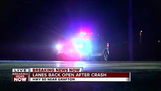 Highway 60 shut down in Grafton after crash