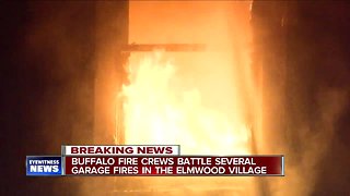 Two firefighters hurt in five garage fires in the Elmwood Village