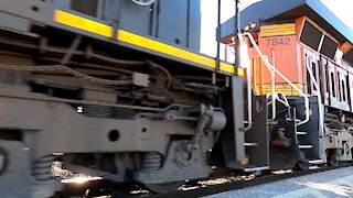 Eastbound CN 2263 & BNSF 7842 Locomotives Manifest Train In Ontario