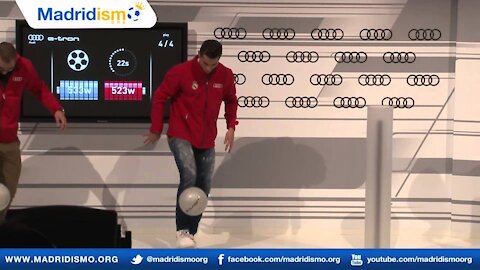 Cristiano Ronaldo Juggling the Ball on his Foot at the Audi Energy Competition