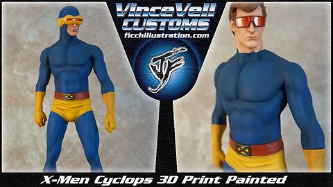 X Men Cyclops 3D printed statue paint up