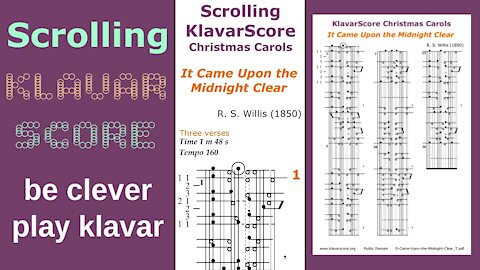 It Came Upon the Midnight Clear, R. S. Willis (1850), Scrolling KlavarScore Sheet Music.