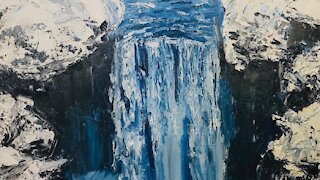 Winter Waterfall Time Lapse Painting