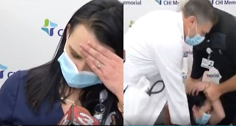 Nurse Collapses During Interview After Getting Vaccinated