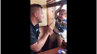 1-year-old humorously argues with his dad