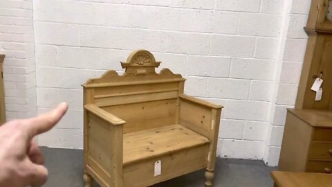 Reclaimed Pine Storage Bench (Made From Old Sleigh Bed) (V5253B) @PinefindersCoUk