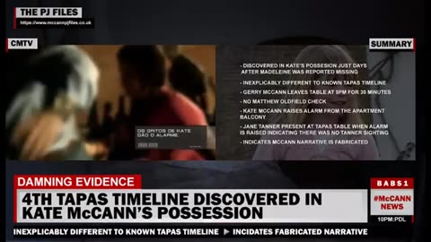 Damning evidence - 4th tapas timeline found in Kate McCann's possession