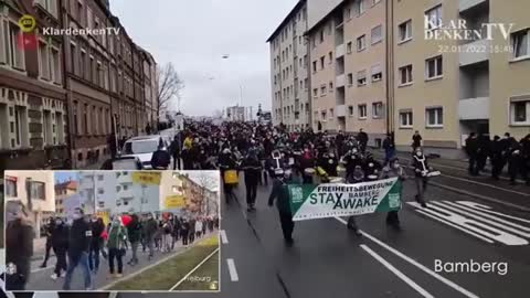 Bamberg, Germany: vaccine passport/mandate protest, Jan. 22, 2022