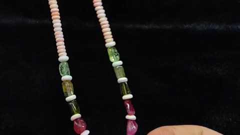 Princess spiny oyster roundle beads with Tourmaline Rubellite Apyrite irregular bead sakura onyx