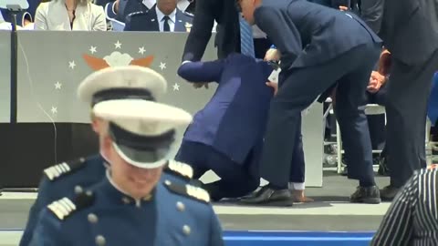 Joe Biden falls over at US Air Force Academy graduation ceremony