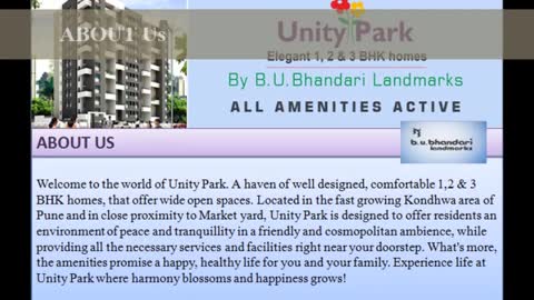Upcoming Construction Projects in pune as Unity Park Kondhwa Where dreams come Home