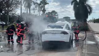 Electric Vehicle Fire Caused By Hurricane Ian Damage Ties Up Firefighters For Days