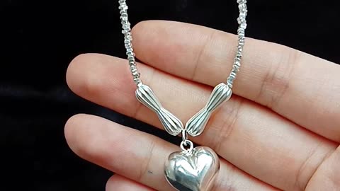 Solid 925 Sterling Silver Heart Pendant Necklace Vintage Heart Pendant Gift Gemstone Jewelry 07
