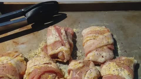 Bacon wrapped chicken thighs