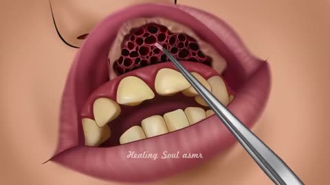 ASMR Removing botfly maggots found inside mountaineers mouth Dental care animation