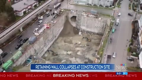 Video shows wall at Coquitlam construction site caving in