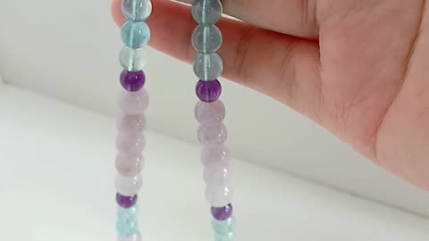 Spodumene Kunzite Skura onyx Milky Bule Aquamarine with pretty Amethyst gemstone beads