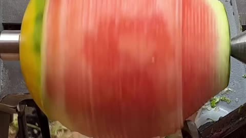 Best way to peel watermelon | wood turning mechine #ytshorts #satisfying #asmr