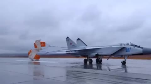 The crews of MiG-31 fighters practiced intercepting a mock enemy cruise missile