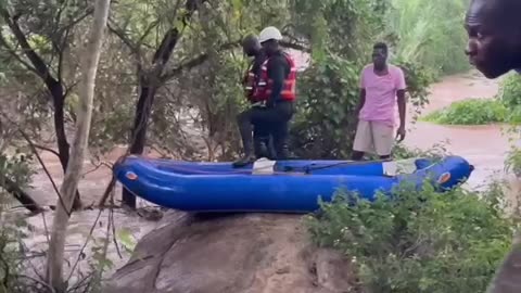 Limpopo Disaster Management rescues a man stranded in flooded Letaba River