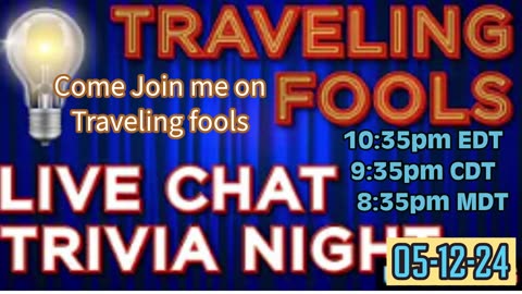 Going on Travelling Fools for Trivia (10:35mEDT/9:35pmCDT/8:35pmMDT)