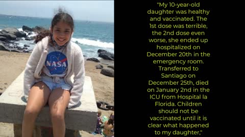 Vaccinated 10 year old Chilean Girl ,sofia barraza from Rancagua, died Suddenly