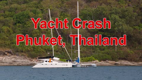 Yacht collision with strong wind. Nai Harn beach, Phuket, Thailand