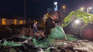 Farmers dumping waste onto the train tracks, bringing trains to a standstill in France