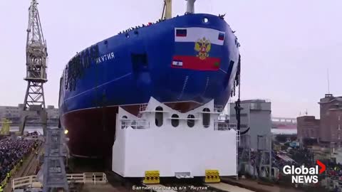 Putin touts Russia's "great Arctic power" with launch of nuclear icebreakers