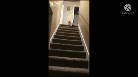 Child descending the stairs.