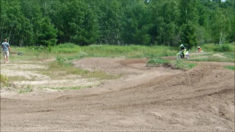 Practicing the whoops on a dirt bike