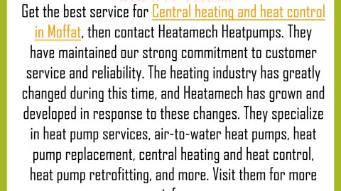 Get the best service for Central heating & heat control in Moffat