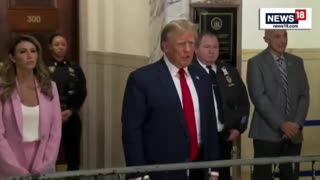 President Trump makes statement outside courtroom