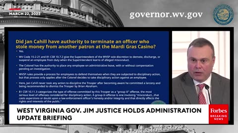West Virginia Governor Jim Justice Holds Administrative Update Briefing