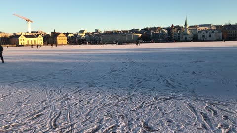 On a frozen pond in Reykjavik