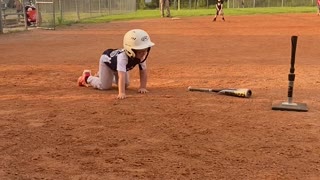 Kiddo at Little League Baseball Swings a Little too Hard