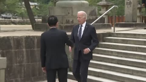 CLUMSY JOE! Biden Trips Down Stairs in Japan, Almost Wipes Out