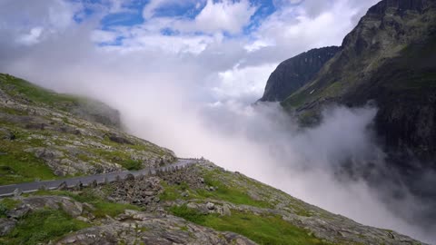 trolls path trollstigen or trollstigveien winding mountain road in norway