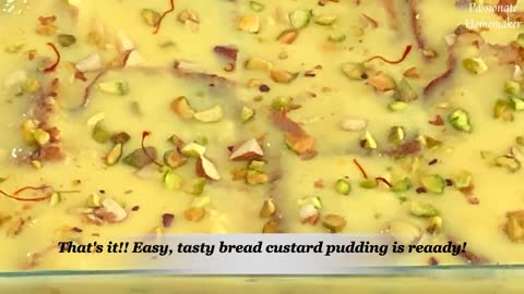 Bread Pudding With Custard Powder - Bread Custard Recipe - How To Make Bread Pudding At Home