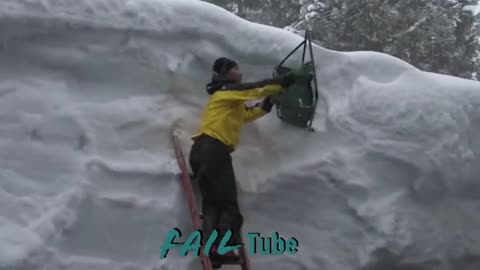 Awesome Roof Snow Removal Tools ! Amazing Snow Sliding Off The Roof