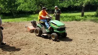 Using a Rototiller with a lawn mower