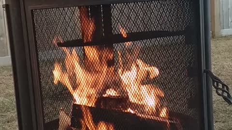 Crackling fire.