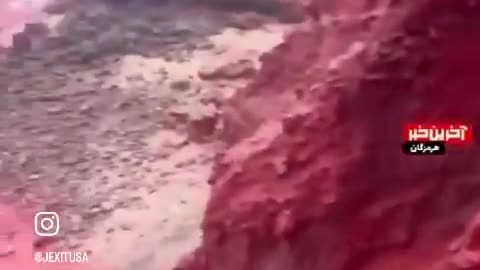Meanwhile in Hormuz, Iran: Severe weather turns the water BLOOD red
