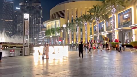 Dubai Burj khalifa.Night City Center walk.UAE