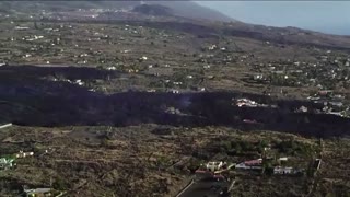 Drone footage shows lava and ash over Spanish island