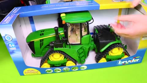 A tractor collect the toys animal from the field