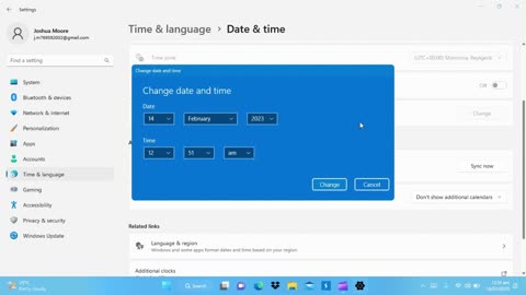 How to set date and time on window 11
