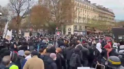 Paris, France vaccine passport protest Nov. 27, 2021